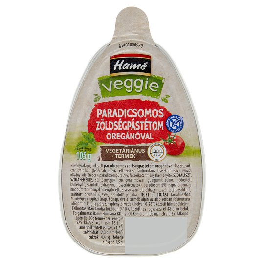 Hamé Veggie paradicsomos zöldségpástétom oregánóval 105g