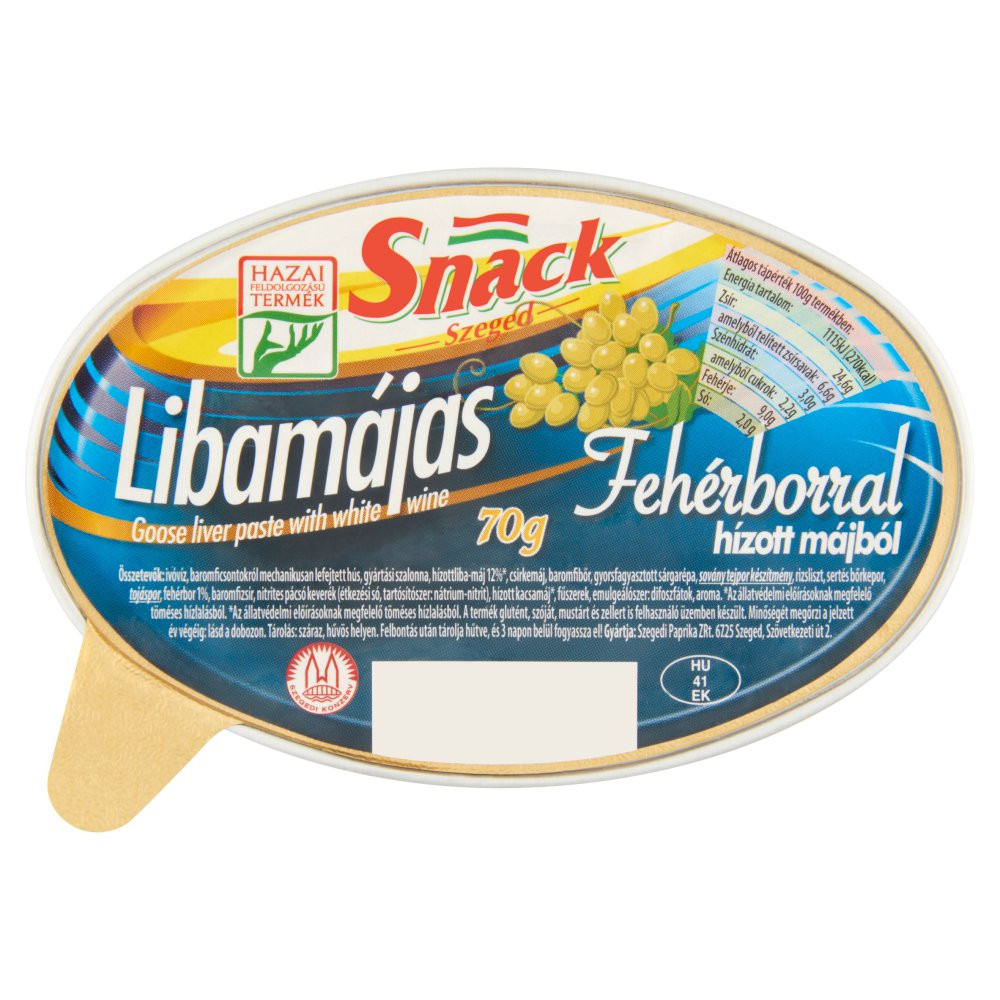 Snack Libamájas Pástétom Fehérborral 70g